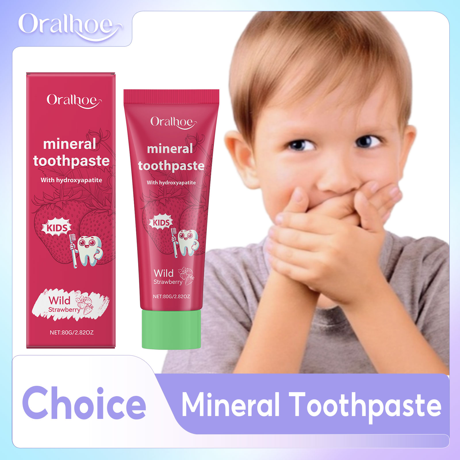 Teeth Whitening Natural - Pasta de Dente Oralhoe para Crianças,