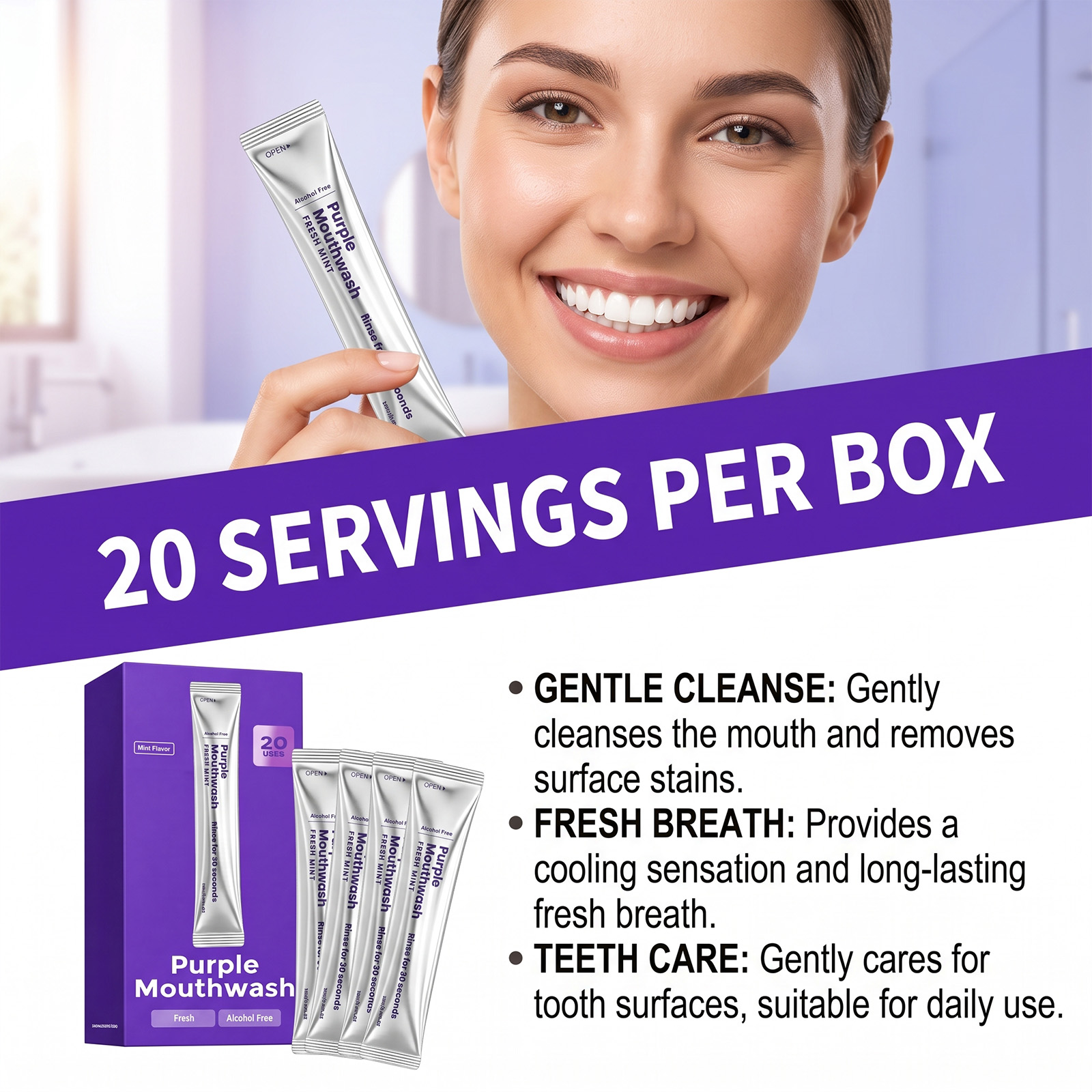 Pacote com 20 Enxaguantes Buca - Teeth Whitening Natural avaliação e preço